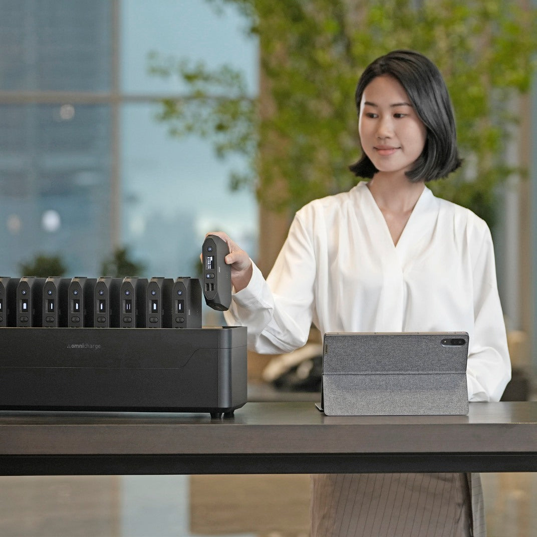Taking a power bank from an Omnicharge Power Station